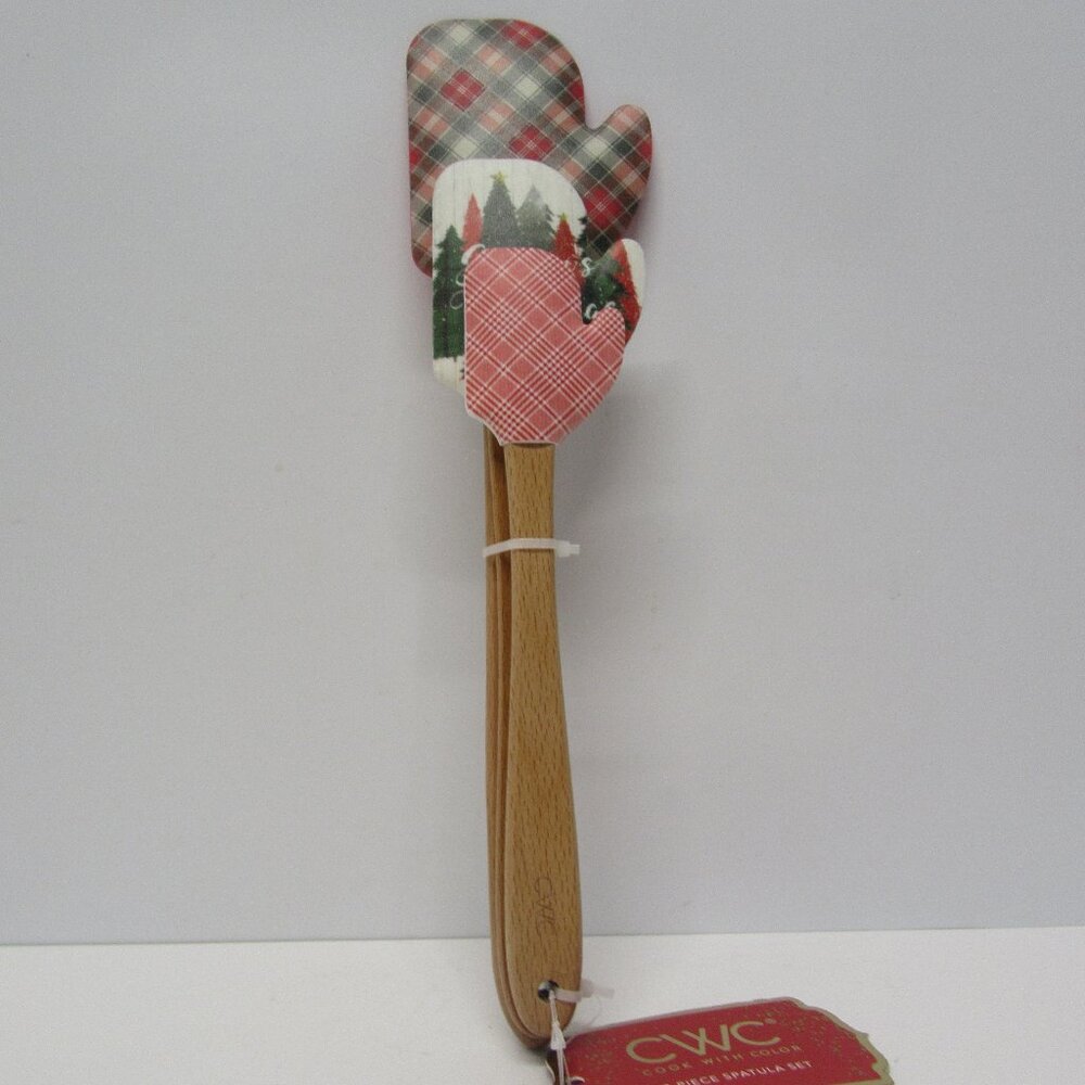 NWT! Mitten-Shaped "Season's Greetings" Christmas Spatula 3pc Set by CWC